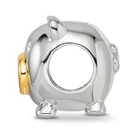Sterling Silver Reflections Rhodium-plated Gold-plated Nose Pig Bead view 2