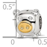 Sterling Silver Reflections Rhodium-plated Gold-plated Nose Pig Bead view 4
