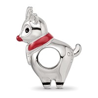 Sterling Silver Reflections Rhodium-plated Enameled Rudolph Bead view 2