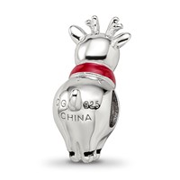 Sterling Silver Reflections Rhodium-plated Enameled Rudolph Bead view 4