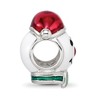 Sterling Silver Reflections Rh-plated Enameled Snowman Head Bead view 2