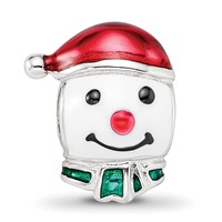 Sterling Silver Reflections Rh-plated Enameled Snowman Head Bead view 4