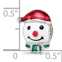 Sterling Silver Reflections Rh-plated Enameled Snowman Head Bead view 3