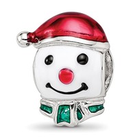 Sterling Silver Reflections Rh-plated Enameled Snowman Head Bead view 1