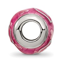 Sterling Silver Reflections Pink Enameled Smooches Lips Bead view 2