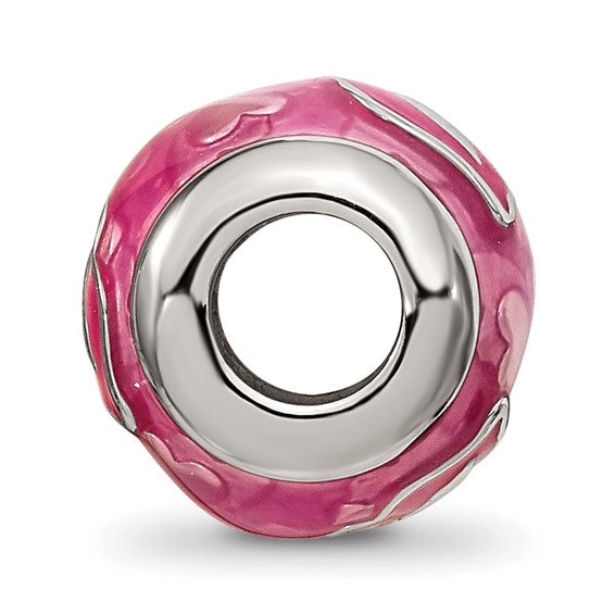 Sterling Silver Reflections Pink Enameled Smooches Lips Bead
