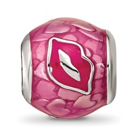 Sterling Silver Reflections Pink Enameled Smooches Lips Bead view 5