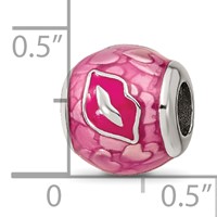 Sterling Silver Reflections Pink Enameled Smooches Lips Bead view 4