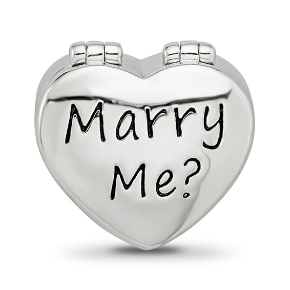 Sterling Silver Reflections Enamel Crystal Marry Me Heart Bead