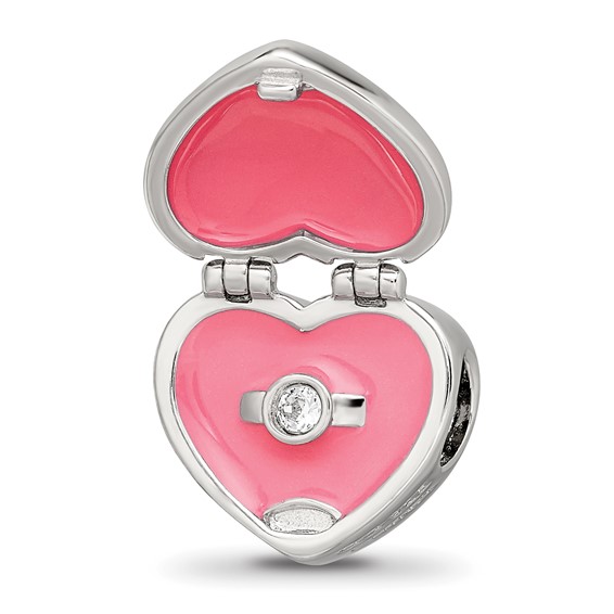 Sterling Silver Reflections Enamel Crystal Marry Me Heart Bead