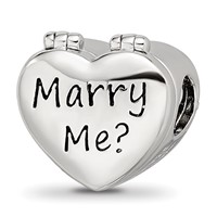 Sterling Silver Reflections Enamel Crystal Marry Me Heart Bead view 1