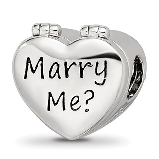 Sterling Silver Reflections Enamel Crystal Marry Me Heart Bead