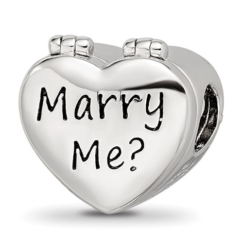 Sterling Silver Reflections Enamel Crystal Marry Me Heart Bead