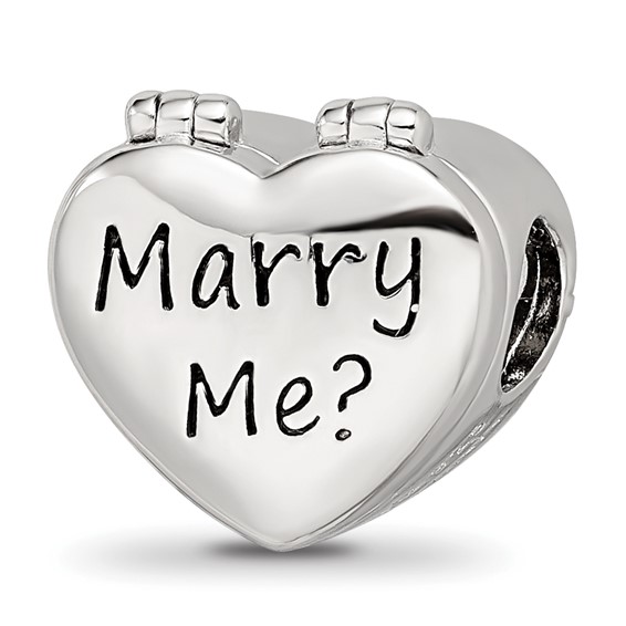 Sterling Silver Reflections Enamel Crystal Marry Me Heart Bead