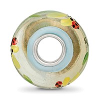 Ster.Silver Reflections Hand Painted Lady Bug Love Fenton Glass Bead view 2