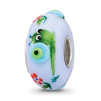 Ster.Silver Reflections Hand Painted Just Snail'n Along Fenton Glass Bead view 1