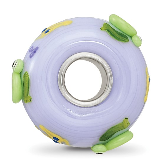 Ster.Silver Reflections Hand Painted Froggie Kisses Fenton Glass Bead