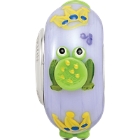 Ster.Silver Reflections Hand Painted Froggie Kisses Fenton Glass Bead view 4