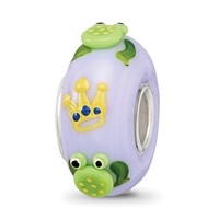 Ster.Silver Reflections Hand Painted Froggie Kisses Fenton Glass Bead view 5