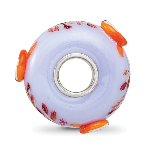 Ster.Silver Reflections Hand Painted Copper Fenton Glass Bead