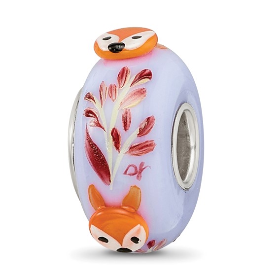 Ster.Silver Reflections Hand Painted Copper Fenton Glass Bead