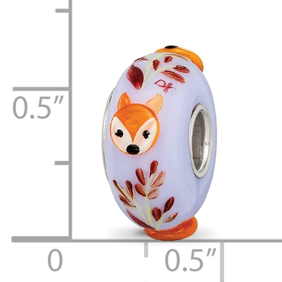 Ster.Silver Reflections Hand Painted Copper Fenton Glass Bead