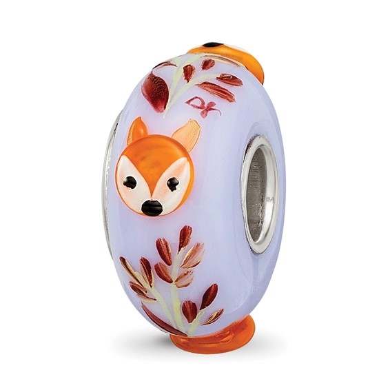 Ster.Silver Reflections Hand Painted Copper Fenton Glass Bead