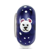 Ster.Silver Reflections Hand Painted Roly Polar Bear Fenton Glass Bead view 3