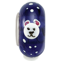 Ster.Silver Reflections Hand Painted Roly Polar Bear Fenton Glass Bead view 4