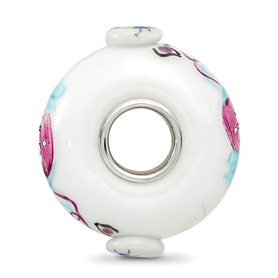 Ster.Silver Reflections Hand Painted Mittens Fenton Glass Bead