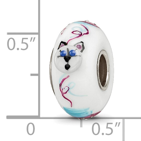 Ster.Silver Reflections Hand Painted Mittens Fenton Glass Bead