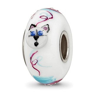 Ster.Silver Reflections Hand Painted Mittens Fenton Glass Bead