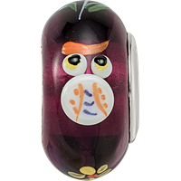 Ster.Silver Reflections Hand Painted Whooo! Fenton Glass Bead view 4