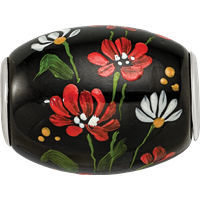 Ster.Silver Reflections Hand Paint Ebony Bouquet Large Fenton Glass Bead view 4