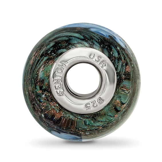 Ster.Silver Reflections Hand Paint Hydrangea Moonlight Fenton Glass Bead