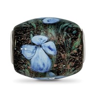 Ster.Silver Reflections Hand Paint Hydrangea Moonlight Fenton Glass Bead view 5