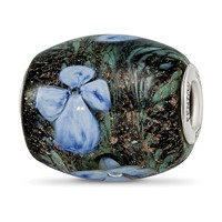 Ster.Silver Reflections Hand Paint Hydrangea Moonlight Fenton Glass Bead view 1