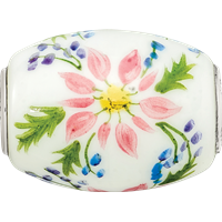 Ster.Silver Reflections Hand Paint Berries & Blossoms Fenton Glass Bead view 4