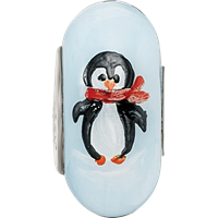 Ster.Silver Reflections Hand Painted Penguin Frolic Fenton Glass Bead view 4