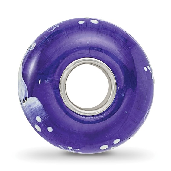 Ster.Silver Reflections Hand Painted Little Nora Fenton Glass Bead