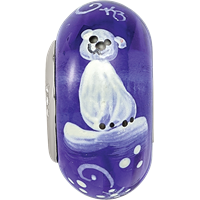 Ster.Silver Reflections Hand Painted Little Nora Fenton Glass Bead view 4