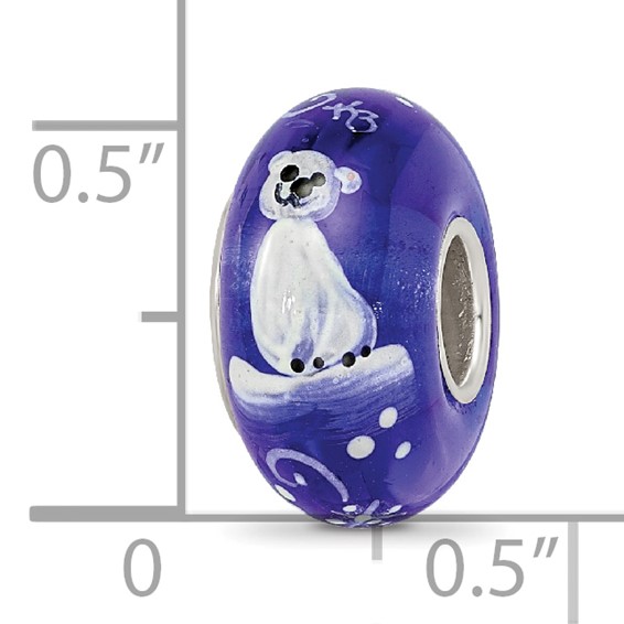 Ster.Silver Reflections Hand Painted Little Nora Fenton Glass Bead