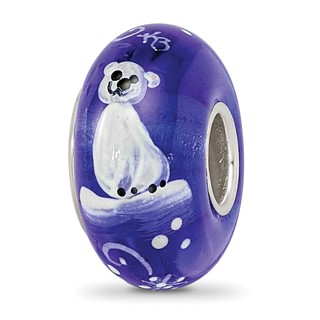 Ster.Silver Reflections Hand Painted Little Nora Fenton Glass Bead