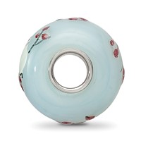 Ster.Silver Reflections Hand Painted Fluffy Tufty Fenton Glass Bead view 2