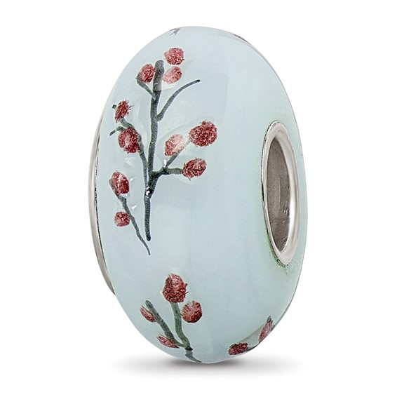 Ster.Silver Reflections Hand Painted Fluffy Tufty Fenton Glass Bead