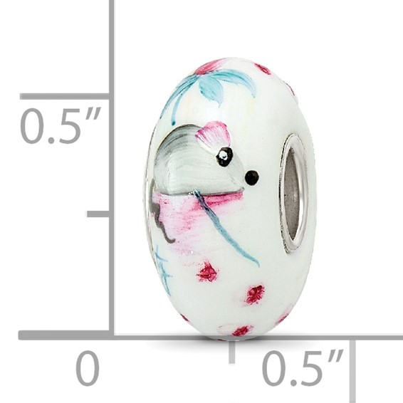 Ster.Silver Reflections Hand Painted Stella Mouse Fenton Glass Bead