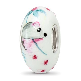 Ster.Silver Reflections Hand Painted Stella Mouse Fenton Glass Bead