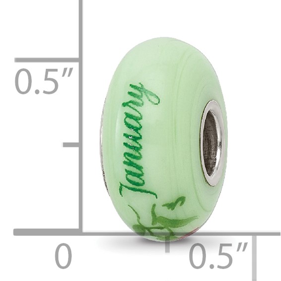 Ster.Silver Reflections Hand Painted Carnation January Fenton Glass Bead