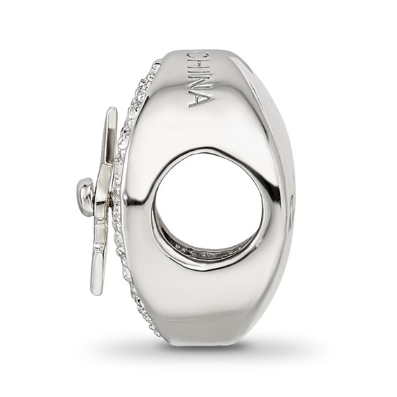 Sterling Silver Reflections Gold-tone CZ Moveable Compass Bead