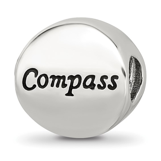 Sterling Silver Reflections Gold-tone CZ Moveable Compass Bead